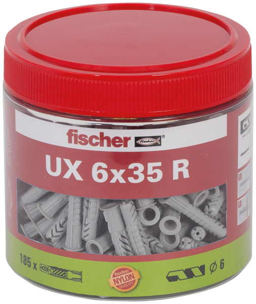 fischer Universaldübel UX 6 x 35 R mit Rand, Dose (185 Stk.) - 1