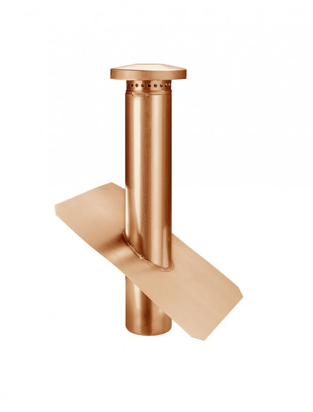 Dunstrohr mit -hut auf Grundplatte ohne Wasserfalz 120 Kupfer | GRÖMO® - 1