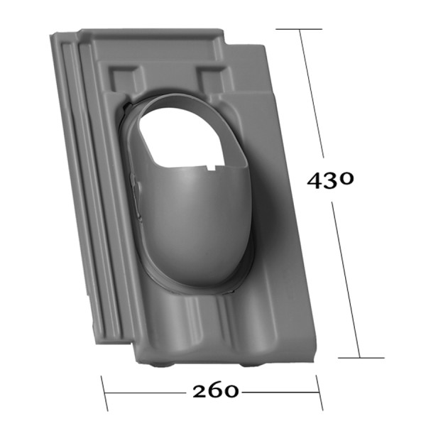 KORAMIC MAXIFALZZIEGEL rot, Grundplatte ohne Rohr - 1