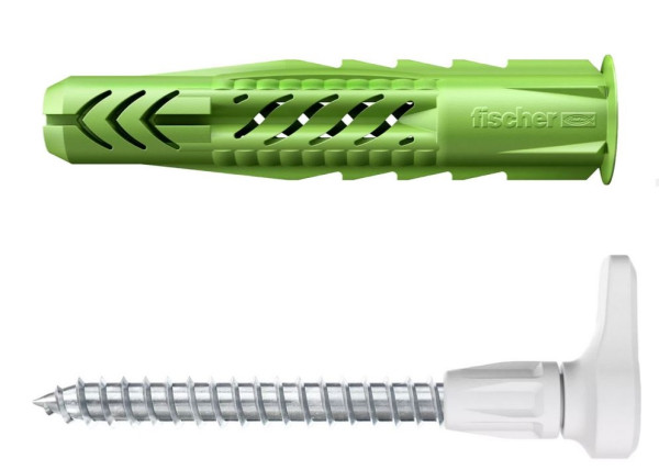 fischer Universaldübel UX Green 10 x 60 R EasyHook Angle mit Edelstahlschraube A2 (Inhalt: 2 Stück) - 1