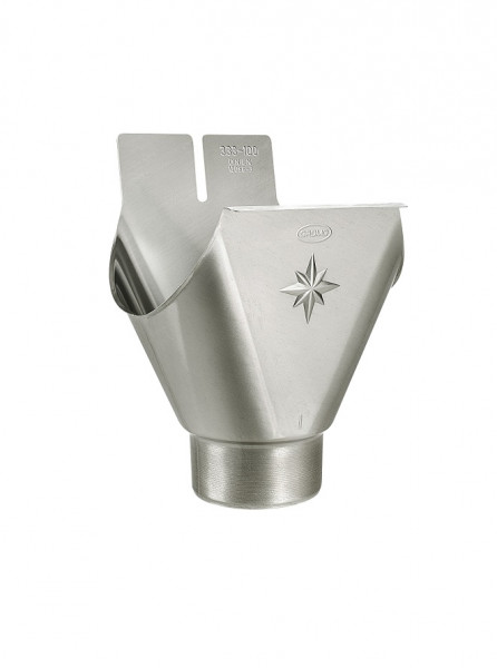 Einhangstutzen oval, halbrunde Rinne 250/80 Quartz Zink| GRÖMO® - 1