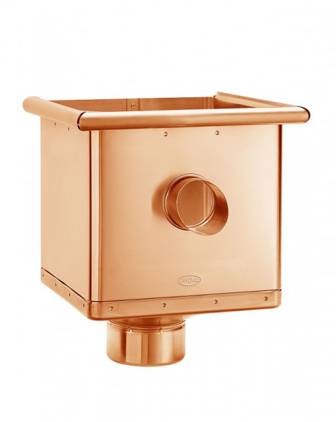 Wasserfangkasten kubisch exzentrisch mit Überlauf 80 Kupfer | GRÖMO® - 1