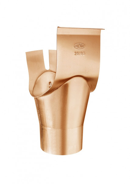 Schrägstutzen zylindrischer Auslauf, halbrunde Rinne 280/80 Kupfer| GRÖMO® - 1