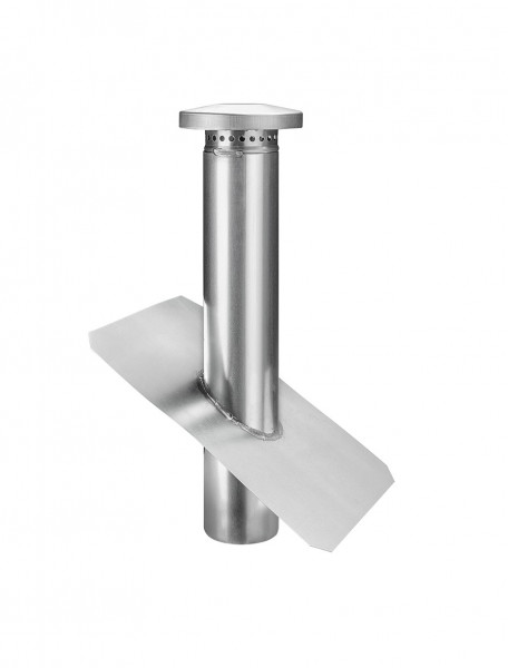 Dunstrohr mit -hut auf Grundplatte ohne Wasserfalz 80 Zink | GRÖMO® - 1