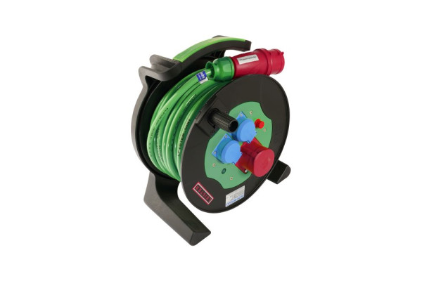 Kabelrolle 25m PUR 5x2.5mm², CEE 400V/16A, 1x CEE 5/16, 2x EU 3/16 - 1