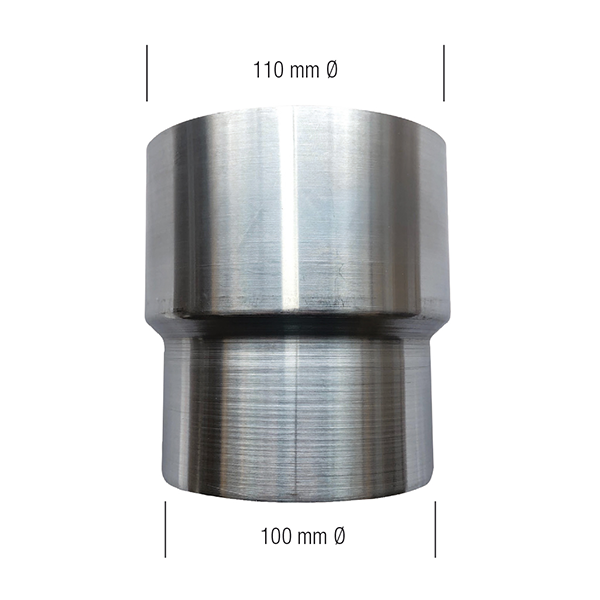 Zink Reduzierstück für HT-KG-PE-Rohr 110mm Ø auf Regenfallrohr 100mm Ø - 1