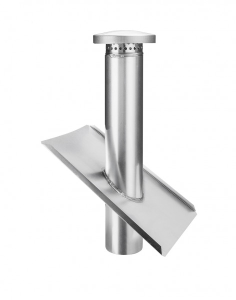 Dunstrohr mit -hut mit zweiseitigem Wasserfalz 100 Zink | GRÖMO® - 1