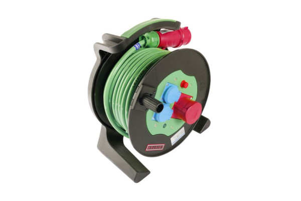 Kabelrolle 25m PUR 5x2.5mm², CEE 400V/16A, 2xFR, BE, CZ, PL Type E, 1x CEE 5/16 - 1