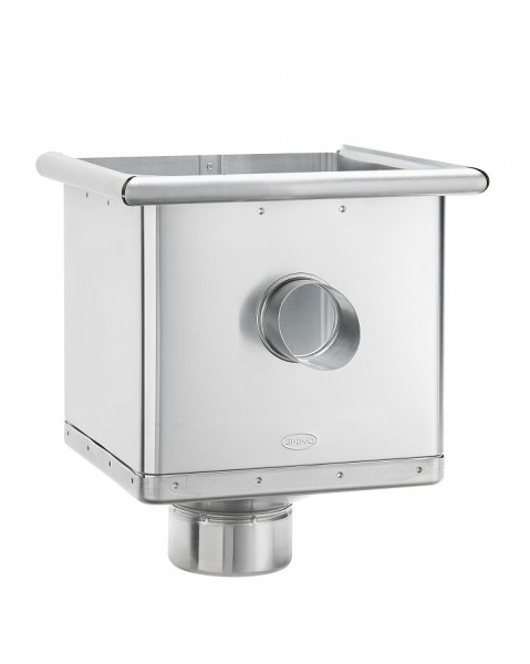 Wasserfangkasten kubisch exzentrisch mit Überlauf 120 Zink | GRÖMO® - 1