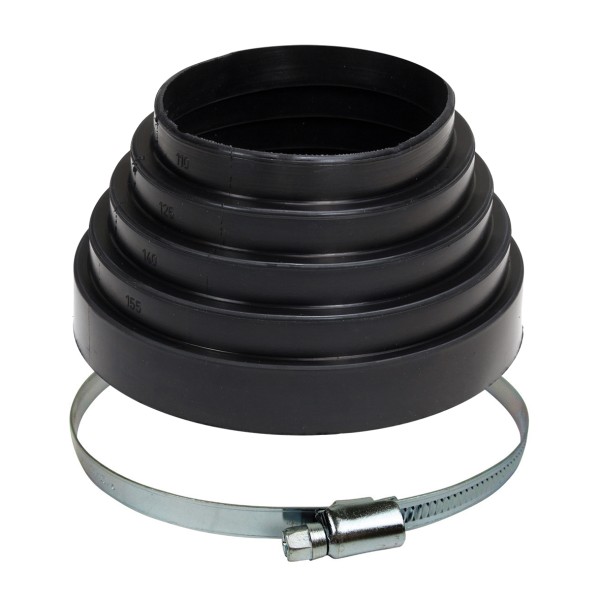 EPDM-Manschette flexibel D 110-155mm inkl. 2 Edlestahlschellen - 1