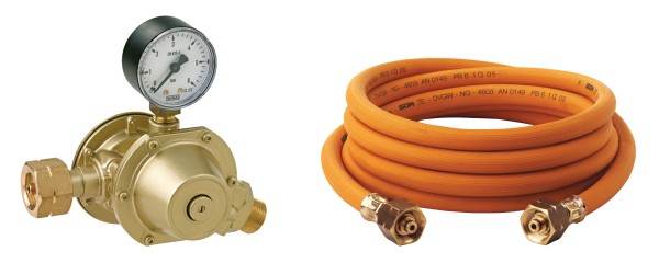 Leckgassicherung mit 10 m HD-Schlauch und verstellbarem Regler 0,5 - 4 bar, 12 kg/h - 1